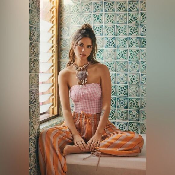 Free People Tops - FREE PEOPLE Leilani Gingham Tube Top NWT